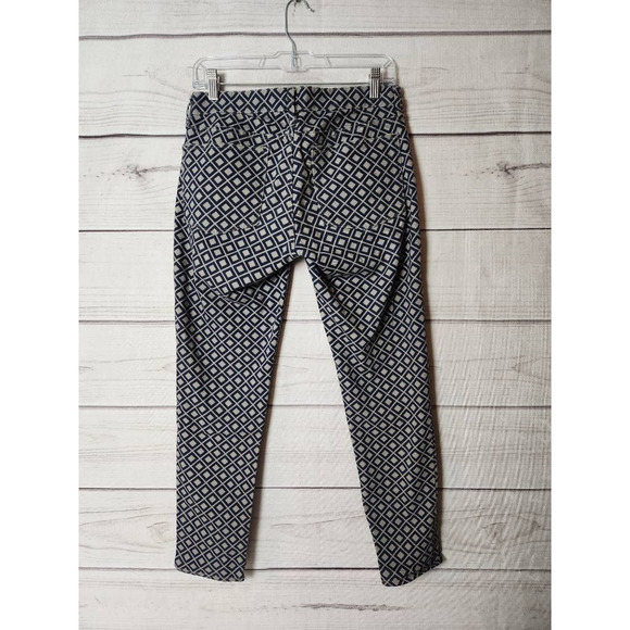 J.Crew Womens Skinny Jeans Blue Beige Geometric Stretch Mid Rise Pocket Denim 27 - Picture 2 of 7